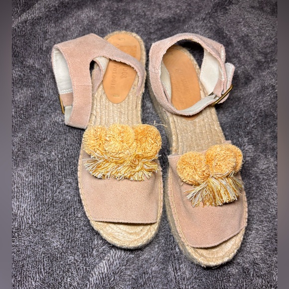 Soludos X Anthropologie Tan Espadrille Wedges - Picture 4 of 7
